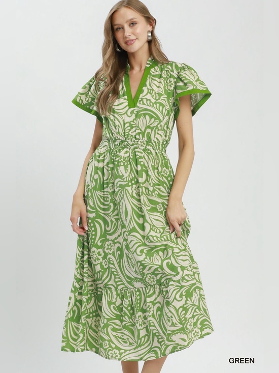 Umgee Dresses & Skirts - Umgee Paisley Print Midi Dress with Side Pockets